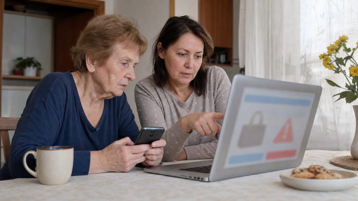 Starší muž se soustředěně dívá do notebooku, v ruce drží platební kartu